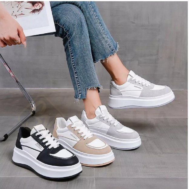 Sepatu Wanita Sneakers Hitam Putih 