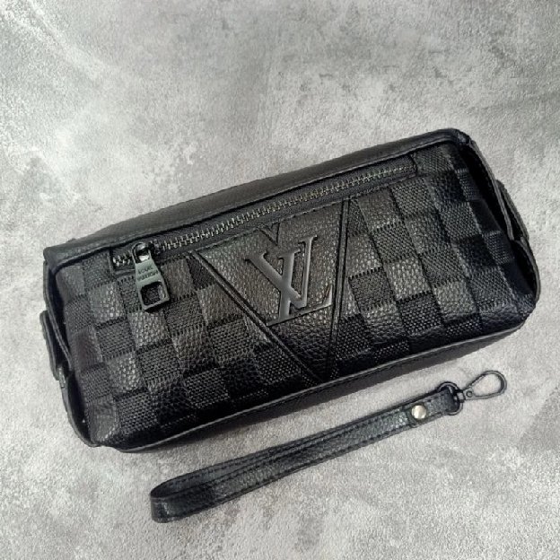 Tas Pouch Bag Lv Damier Emboss Tas Tangan Kulit