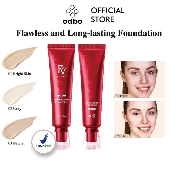 [Bpom]Odbo Fv Original Cover Foundation 30g Original Perfect Magic Flawless And Long-Lasting Makeup 