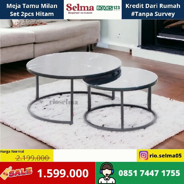Meja Tamu Milan Set 2 Pcs Hitam 