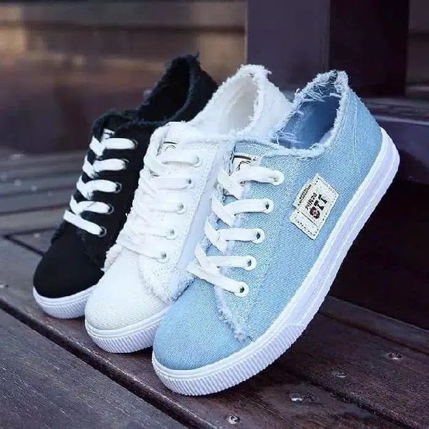 Promo Sepatu Sneakers Wanita Jins Denim (Bisa Cod)
