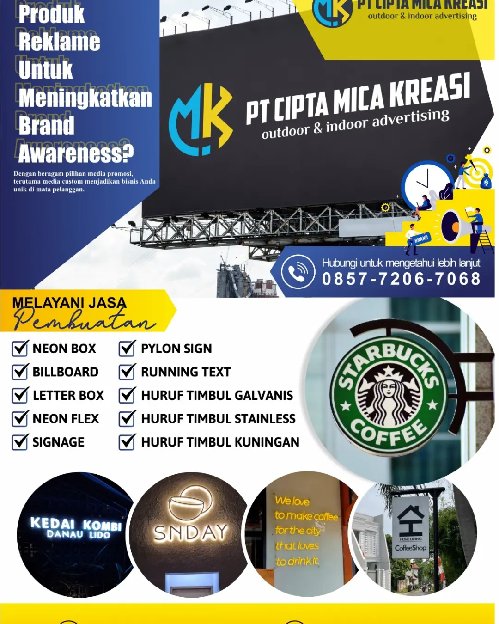 Neon Box , Huruf Timbul Indoor / Outdoor Dan Perlengkapan Sarana Advertising Lainnya