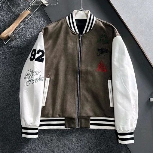 Jaket Bomber Zipper Varsity Dior