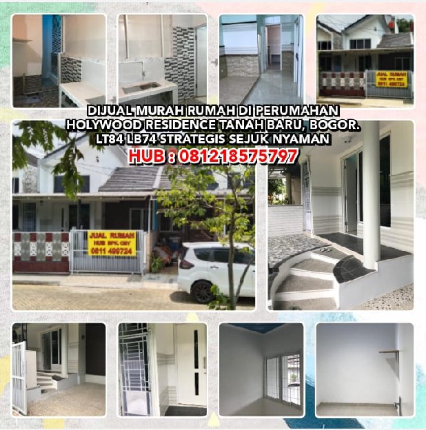 Dijual Murah Rumah Di Perumahan Holywood Residence Tanah Baru, Bogor.Lt84 Lb74 Strategis Sejuk Nyama
