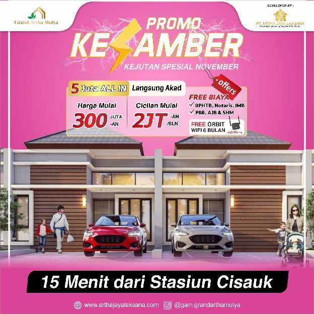 Grand Artha Mulya Free Kpr Free Asuransi Free Indihome. Rumah Komersil Shm Di Cisauk