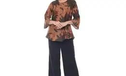 Hbw Blouse Batik Wanita Kode-004 Coklat Hitamasli Batik Pekalongan