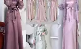 Fuji Dress Satu Set Inner Outer Kimono Gamis Muslim Wanita Pesta Kondangan Bridesmaid Wisuda Brokat 