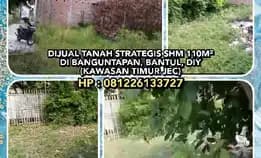 Dijual Tanah Strategis Shm 110m² Di Banguntapan, Bantul, Diy. (Kawasan Timur Jec)Hp : 081226133727* 