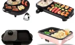 Alat Panggang Daging Elektrik 2 In 1 & Pot Denki Steamboat Bbq Grill Pan