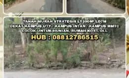 Tanah Murah Strategis Lt200m² Ld7m.Dekat Kampus Uty / Kampus Intan / Kampus Mmtc.Cocok Untuk Hunian,