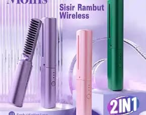 Sisir Pelurus Rambut Listrik 2 In 1 Pelurus Rambut Isi Ulang Pemanas Panas Sisir Pengeriting Styler 