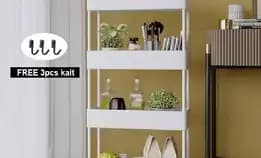 Rak Dapur Rak Toilet Rak Susun Serbaguna Rak Dorong Rak Salon Rak Troli 4 Tingkat Dengan Roda