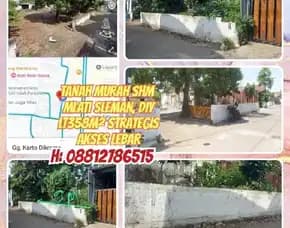 Tanah Murah Shm Di Mlati Sleman Yogyakarta.Lt358m² Strategis. H:  08812786515>>