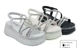 Sandal Slingback Wedges Heels Wanita