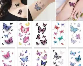 Termurah Tato Kupu Kupu Berwarna - Tatto Temporer Butterfly , Tato Temporary Stiker Tato Halal Dewas