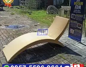 Kursi Kolam Renang Rotan Sintetis, Kursi Santai Day Bed Rotan Sintetis
