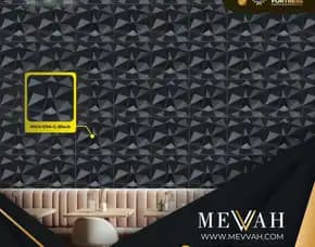 (Mevvah) Black Wall Panel 3d Pvc Kantor Di Palu
