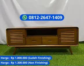 Meja Tv Jati Elegan Dengan Detail Halus