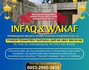 Penuh Keberkahan Infaq & Wakaf Pembangunan Masjid Pesantren Quran Di Boyolali Ke Solo