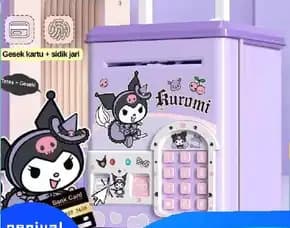 Mainan Kuromi Celengan Mainan Atm Elektrik Kartu Gesek Aman Untuk Membuka Pintu Buka Kunci Sidik Jar