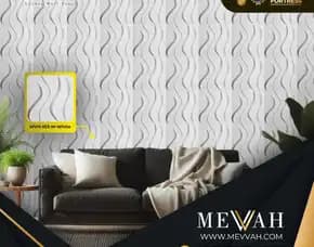 (Mevvah) 3d Wall Decoration Panel Pvc Hotel White Di Ketapang