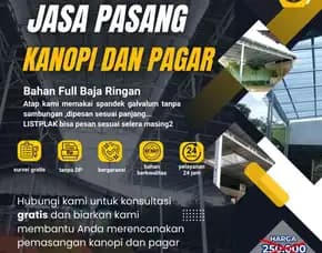 (Termurah), Jasa Pasang Kanopi Baja Ringan Komet