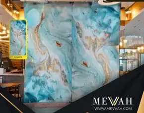 (Mevvah) Panel Dinding Pvc Motif Marmer Biru Di Landak