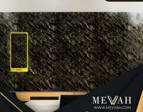 (Mevvah) Panel Dinding Pvc Motif Marmer Hitam Di Melawi