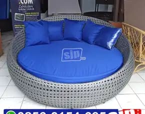 Sofa Bed Rotan, Sofa Santai Rotan Sintetis, Kursi Rotan Sintetis