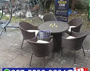 Kursi Meja Makan Rotan Sintetis, Kursi Makan Outdoor Rotan Sintetis