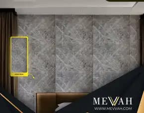 (Mevvah) Wall Panel Pvc Dinding Motif Marmer Abu Abu Di Sintang