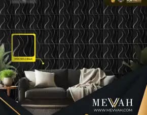 (Mevvah) 3d Wall Decorative Panel Pvc Hotel Black Di Landak