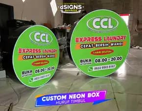 Sign Neon Box Bulat - Laundry Express