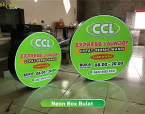 Neon Box Bulat Express Laundry