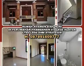 Dijual Rumah Siap Huni Di Perumahan Prambanan Village Klaten.Lt92 Lb54 Shm Strategis Nyaman