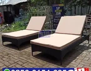 Sunbed Rotan, Lounge Chair, Sun Lounger Rotan, Sunbed Pool, Kursi Kolam Renang