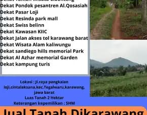 Bonus Melimpah Harga Di Jual Tanah Dekat Jalan Akses Tol Karawang Barat Buat Villa Karawang