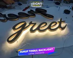 Huruf Timbul Galvanis Nyala Belakang - Dayatama Advertising