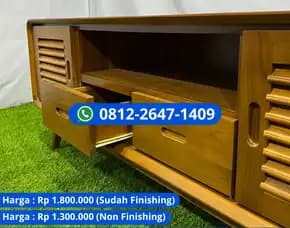 Buffet Tv Jati Dengan Pintu Sliding Kayu