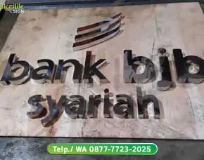 Papan Nama Huruf Timbul Stainless Bank Bjb Syariah