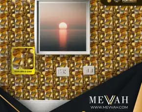 (Mevvah) 3d Wall Panel Gold Pvc Hotel Di Pontianak