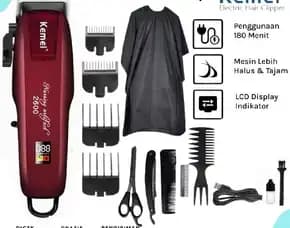 Mesin Cukur Rambut Elektrik Kemei Standar Barbershop Profesional Hair Clipper  Lcd Digital Cordless