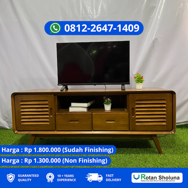 Buffet Tv Jati Warna Coklat Gelap Dengan Tampilan Elegan