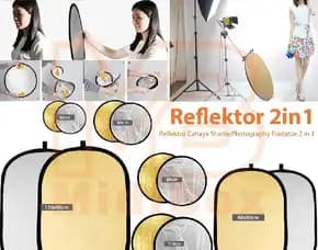 Reflector Fotografi 2in1 Reflector Cahaya Midio Warna Silver Gold