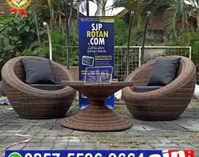 Sofa Bulat Rotan Sintetis Cocok Untuk Villa Dan Taman