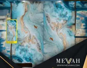 (Mevvah) Panel Marmer Pvc Dinding Biru Di Melawi