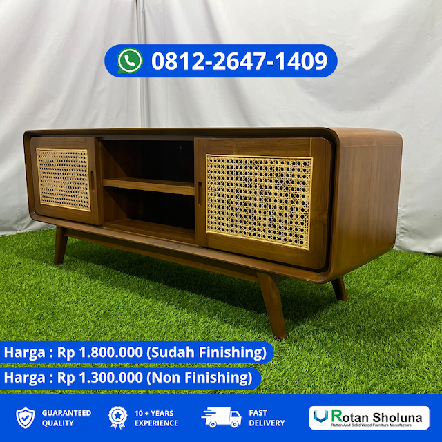 Buffet Tv Jati Dengan Rak Tv Multifungsi