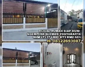 Dijual Rumah Siap Huni Di Ngemplak Sleman Yogyakarta.Shm Lt137 Lb80 Kt3 Km2 Ac4