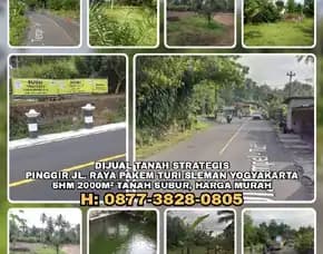 Dijual Tanah Strategis Pinggir Jalan Raya Pakem Turi Sleman Yogyakarta.Shm 2000m Tanah Subur, Murah