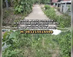 Tanah Murah Strategis Di Pajangan Bantul Yogyakarta.Shm 264m² Ld10 (Dekat Resto Puncak Rindu)